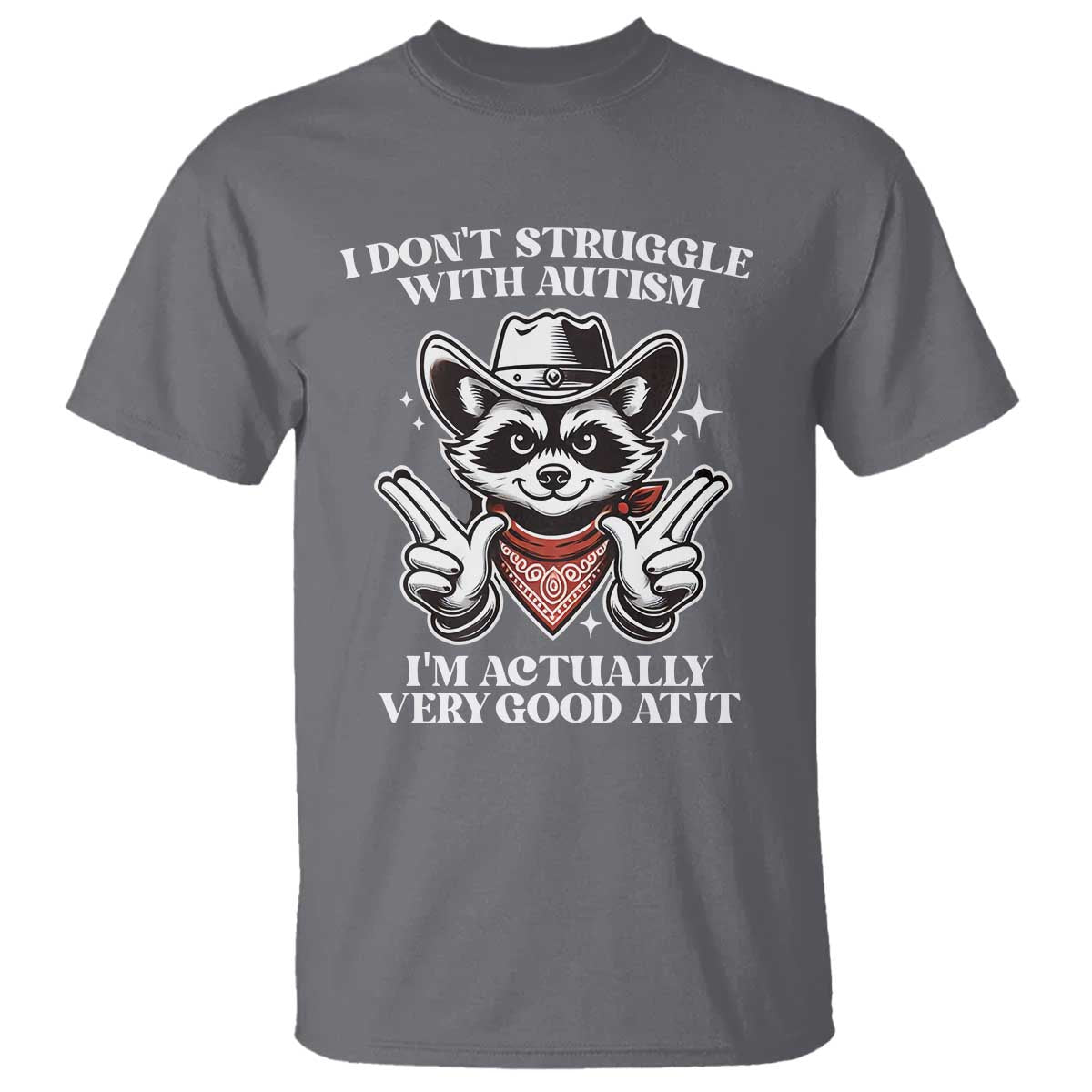 Funny Autistic Raccoon T Shirt I Don't Struggle With Autism