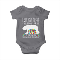 Autism Mama Bear Baby Onesie I Will Speak Fight Advocate For You