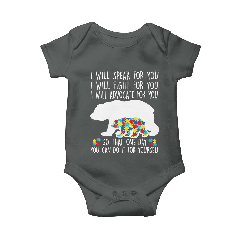 Autism Mama Bear Baby Onesie I Will Speak Fight Advocate For You
