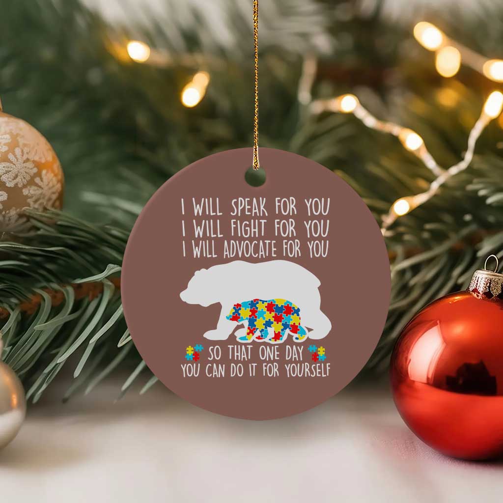 Autism Mama Bear Ceramic Ornament I Will Speak Fight Advocate For You - Wonder Print Shop
