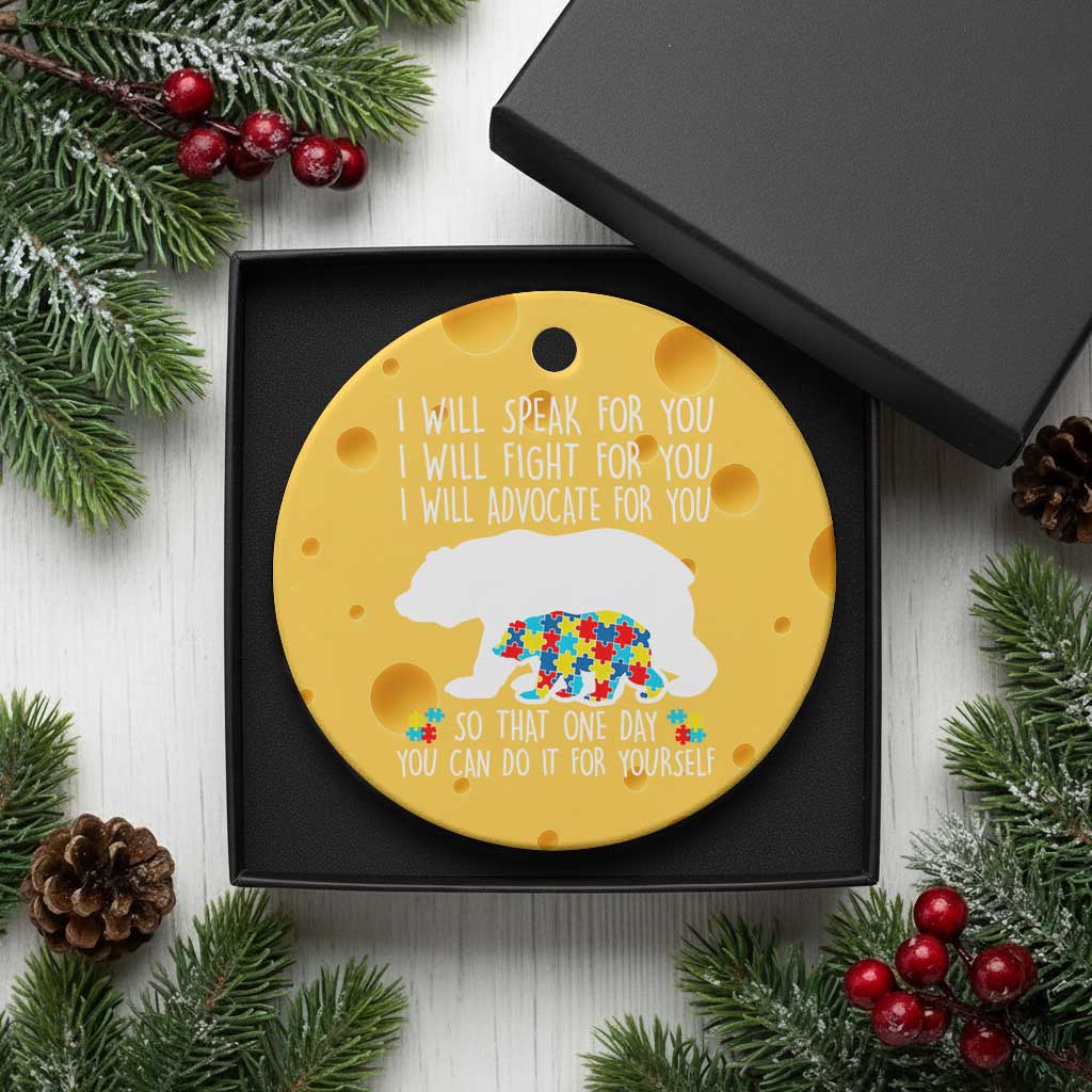 Autism Mama Bear Ceramic Ornament I Will Speak Fight Advocate For You - Wonder Print Shop