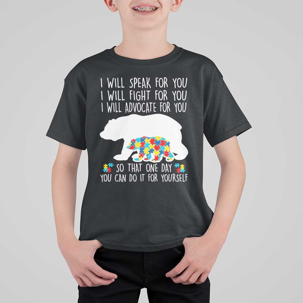 Autism Mama Bear T Shirt For Kid I Will Speak Fight Advocate For You