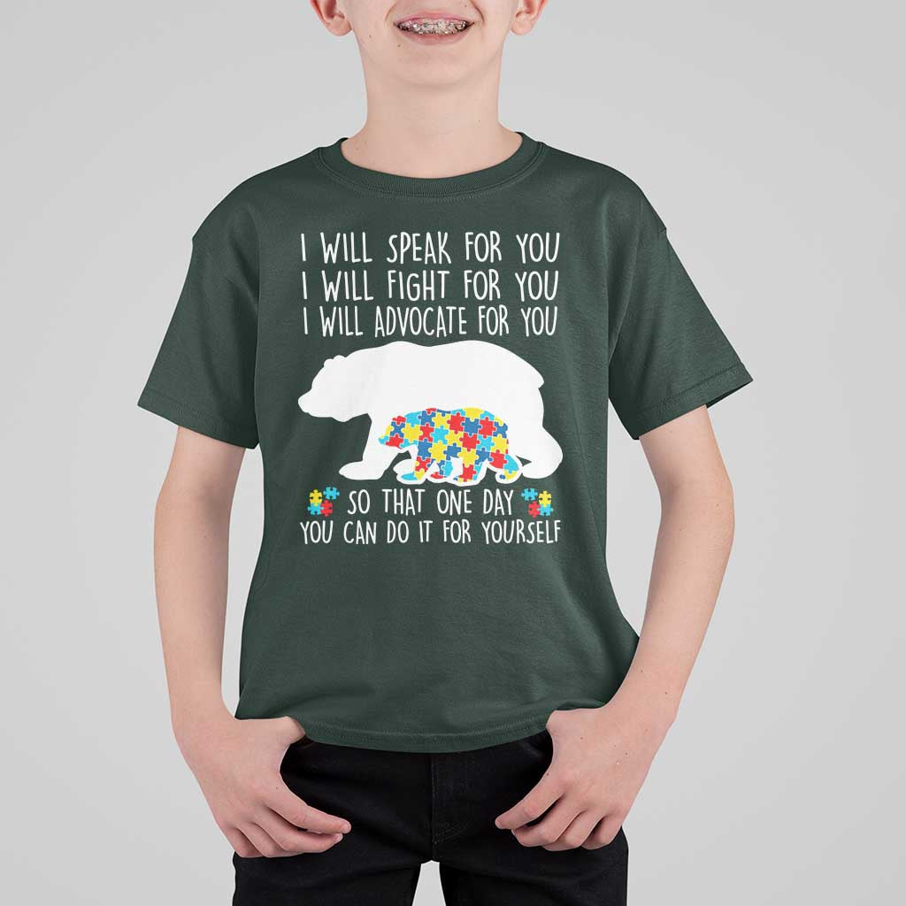 Autism Mama Bear T Shirt For Kid I Will Speak Fight Advocate For You