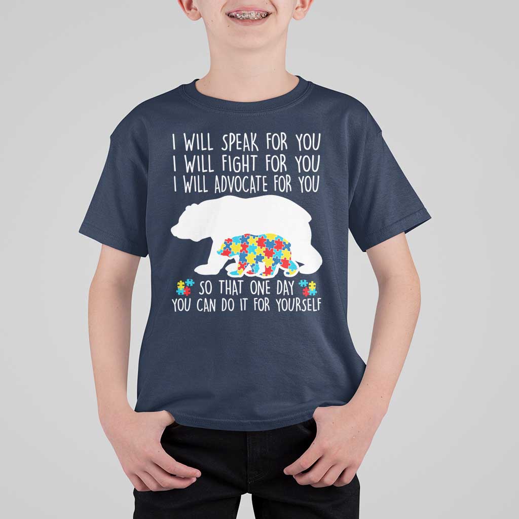 Autism Mama Bear T Shirt For Kid I Will Speak Fight Advocate For You