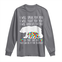 Autism Mama Bear Long Sleeve Shirt I Will Speak Fight Advocate For You