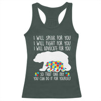 Autism Mama Bear Racerback Tank Top I Will Speak Fight Advocate For You