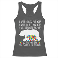 Autism Mama Bear Racerback Tank Top I Will Speak Fight Advocate For You
