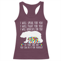 Autism Mama Bear Racerback Tank Top I Will Speak Fight Advocate For You