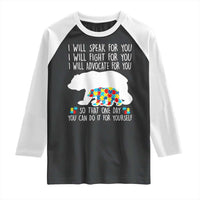 Autism Mama Bear Raglan Shirt I Will Speak Fight Advocate For You