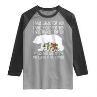 Autism Mama Bear Raglan Shirt I Will Speak Fight Advocate For You