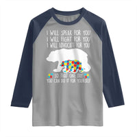 Autism Mama Bear Raglan Shirt I Will Speak Fight Advocate For You
