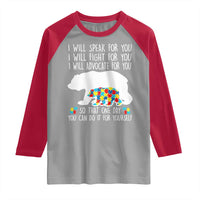 Autism Mama Bear Raglan Shirt I Will Speak Fight Advocate For You