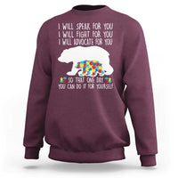 Autism Mama Bear Sweatshirt I Will Speak Fight Advocate For You