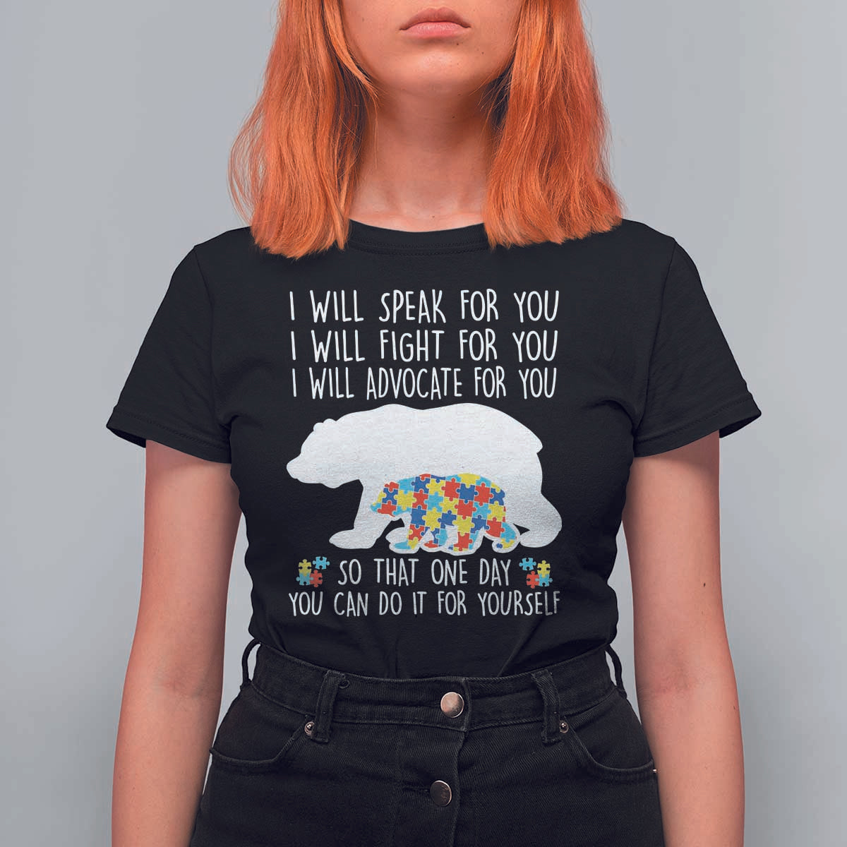 Autism Mama Bear T Shirt For Women I Will Speak Fight Advocate For You