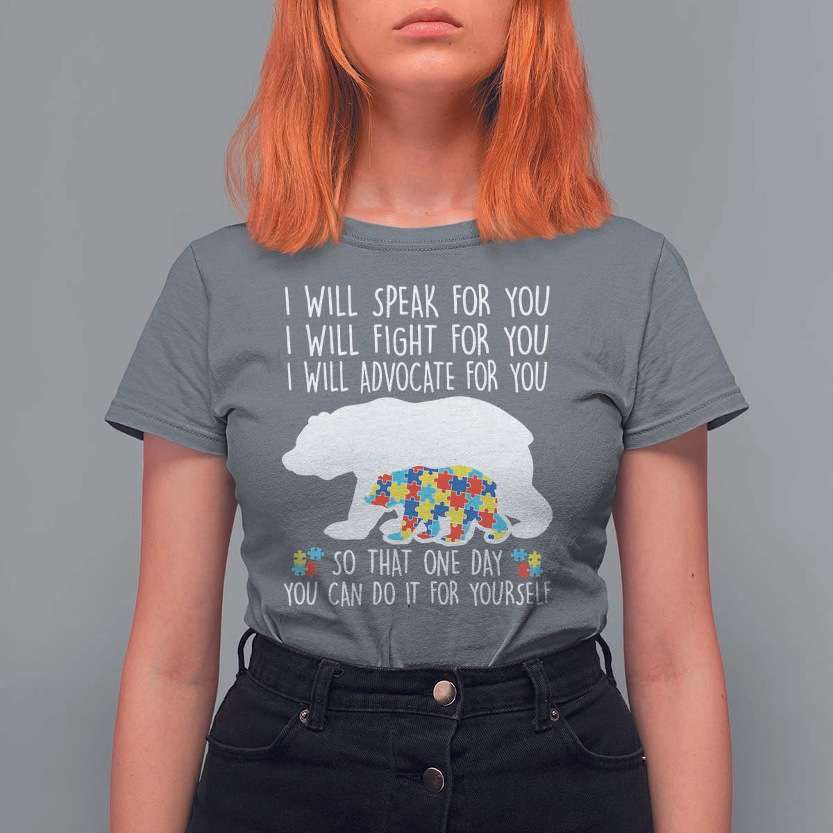 Autism Mama Bear T Shirt For Women I Will Speak Fight Advocate For You