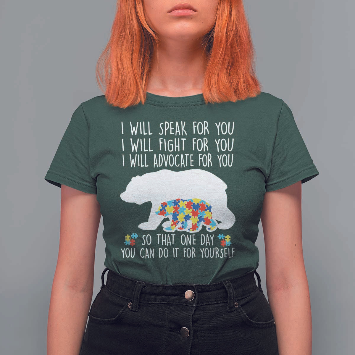 Autism Mama Bear T Shirt For Women I Will Speak Fight Advocate For You