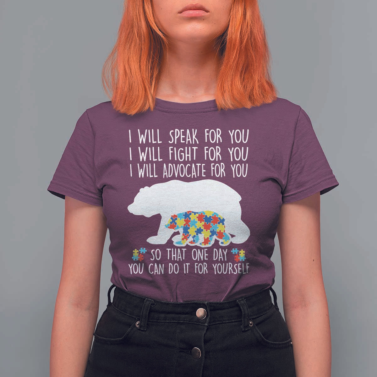 Autism Mama Bear T Shirt For Women I Will Speak Fight Advocate For You