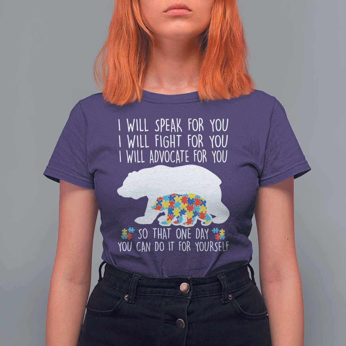 Autism Mama Bear T Shirt For Women I Will Speak Fight Advocate For You
