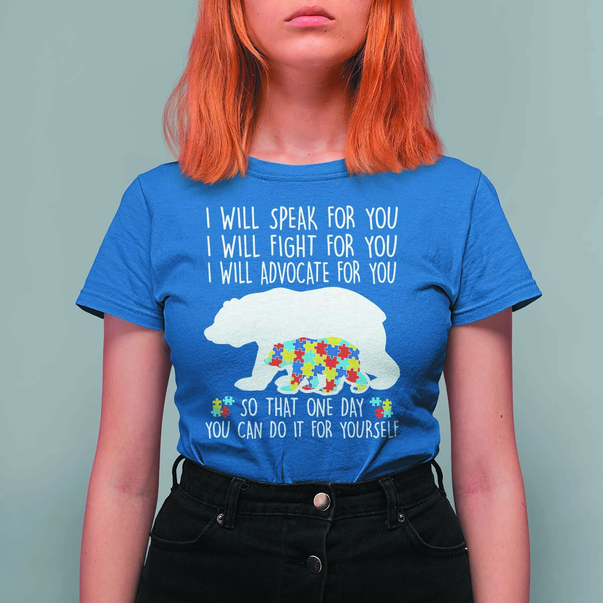 Autism Mama Bear T Shirt For Women I Will Speak Fight Advocate For You