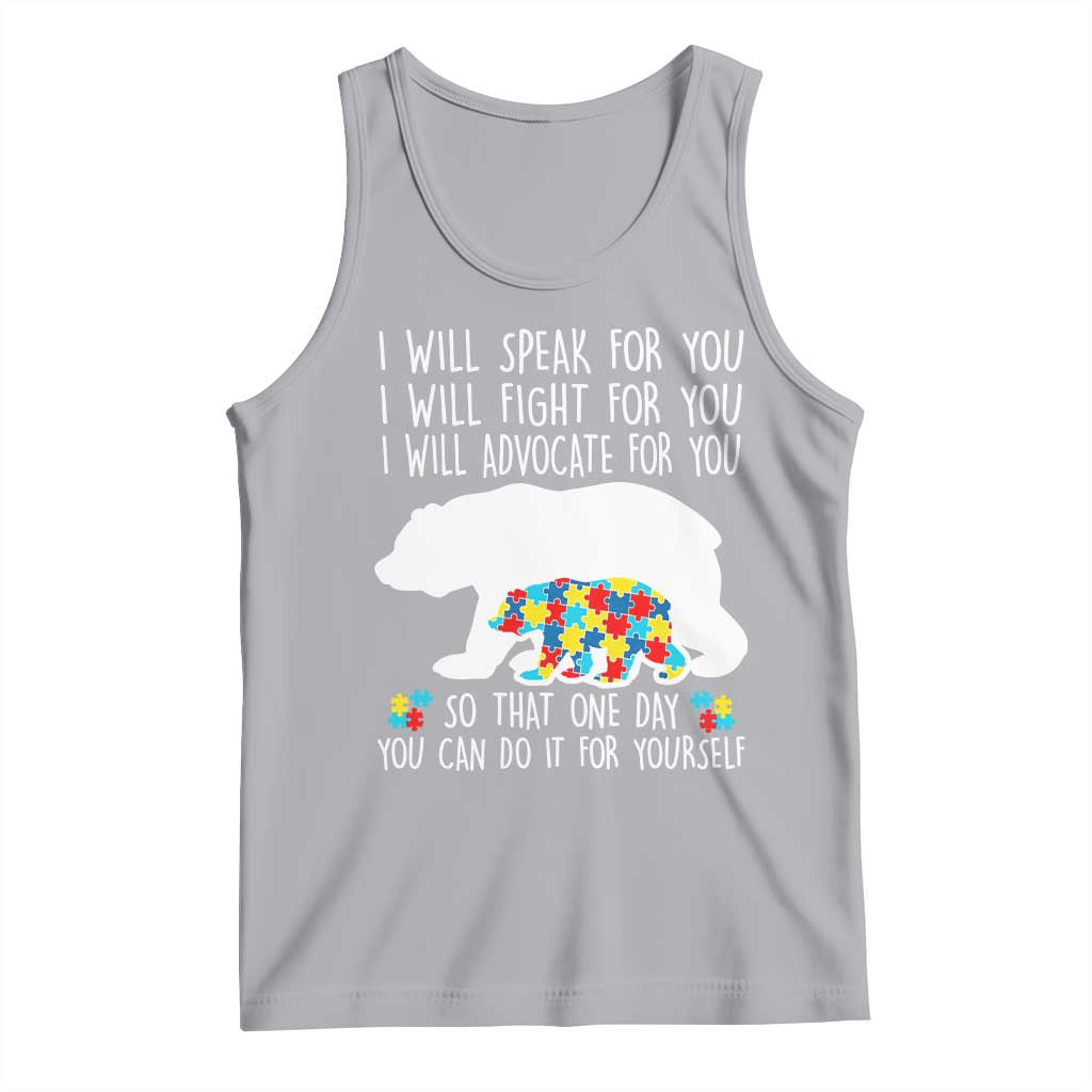 Autism Mama Bear Tank Top I Will Speak Fight Advocate For You