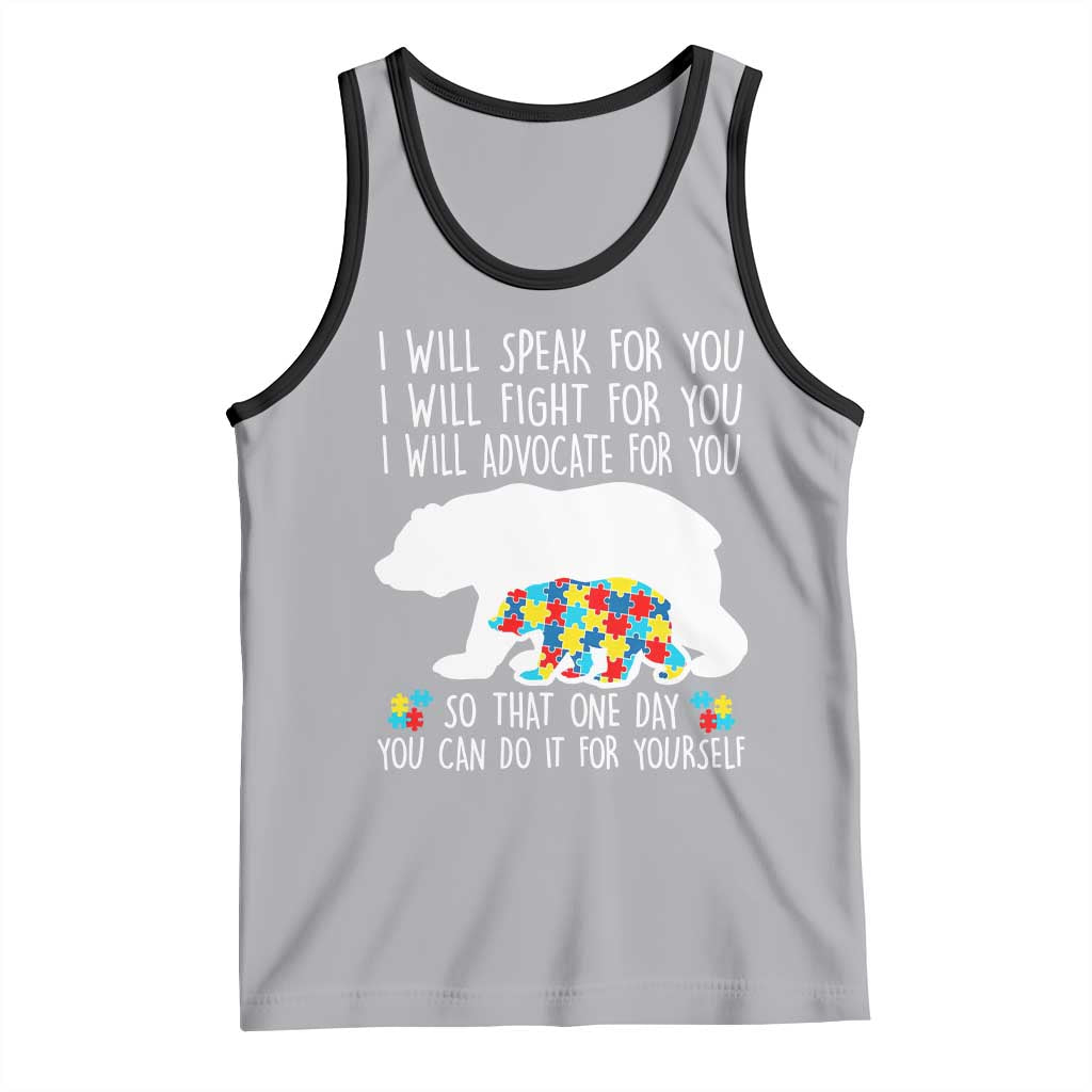 Autism Mama Bear Tank Top I Will Speak Fight Advocate For You