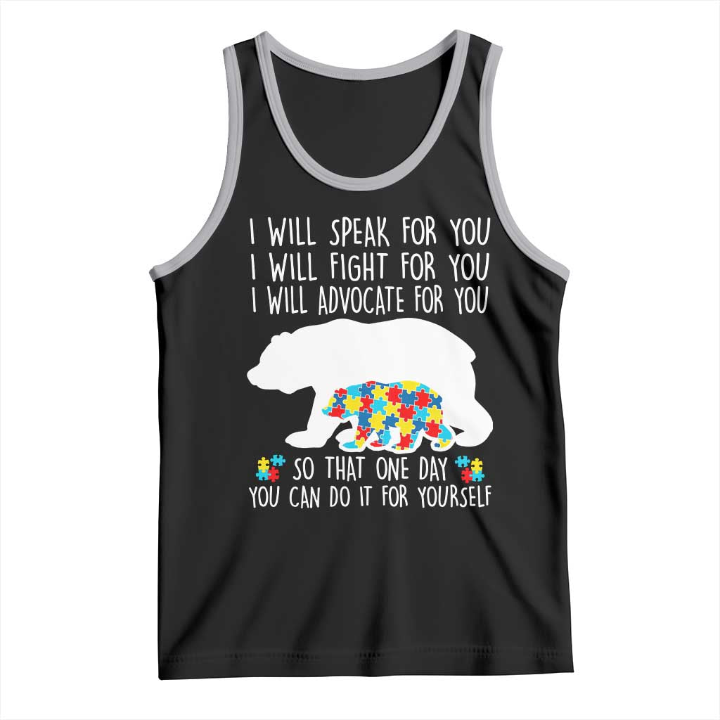Autism Mama Bear Tank Top I Will Speak Fight Advocate For You