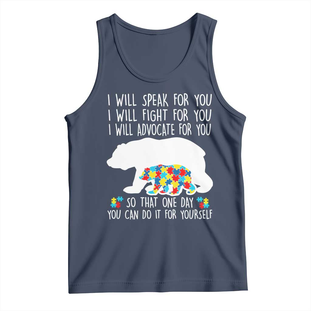 Autism Mama Bear Tank Top I Will Speak Fight Advocate For You