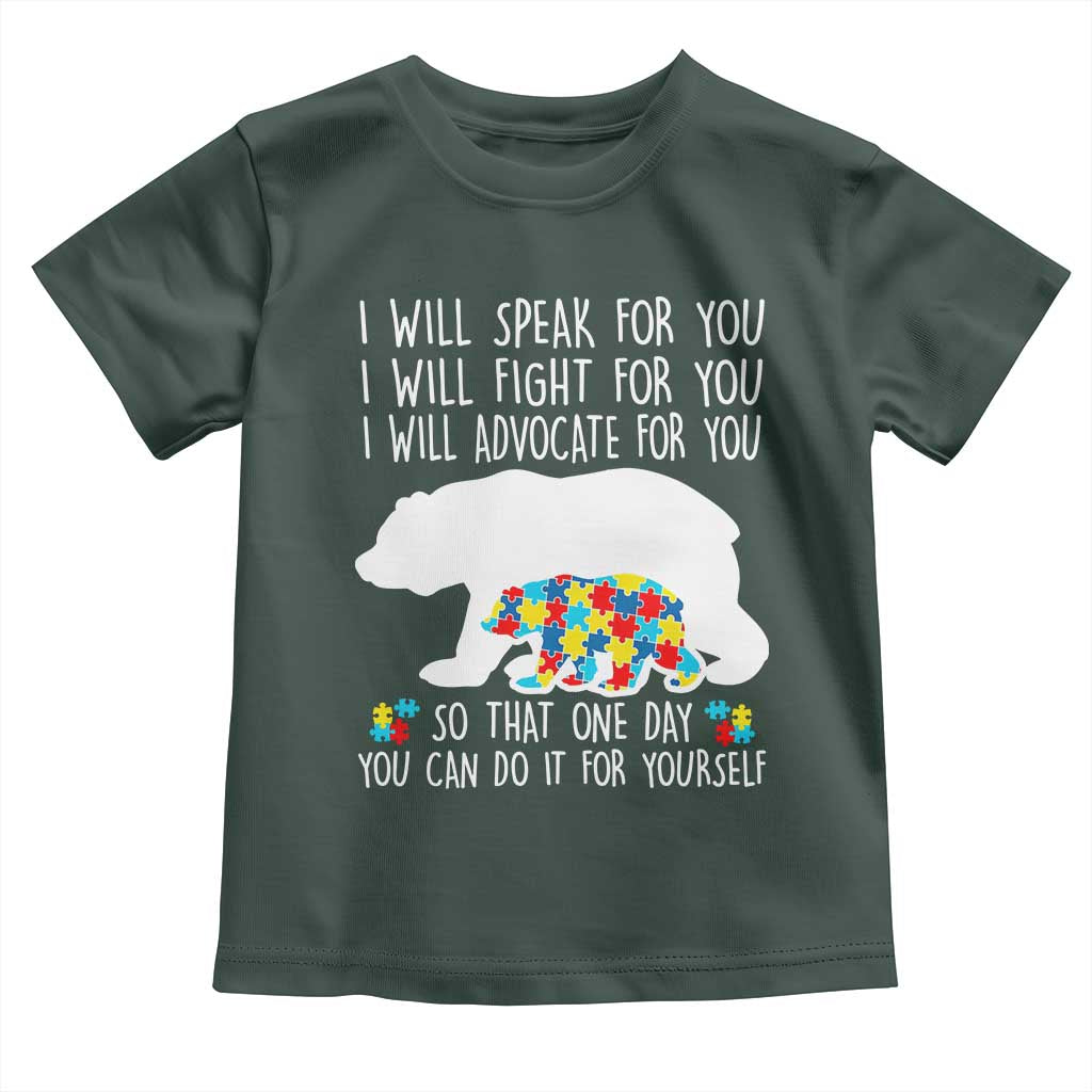 Autism Mama Bear Toddler T Shirt I Will Speak Fight Advocate For You