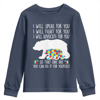 Autism Mama Bear Youth Sweatshirt I Will Speak Fight Advocate For You