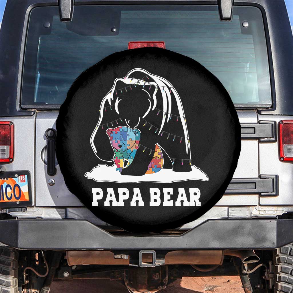 Autism Papa Bear Spare Tire Cover Support Autistic Matching Family Dad