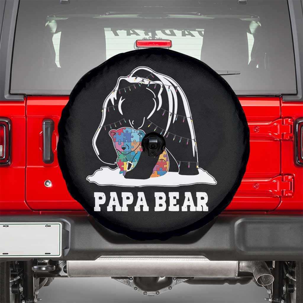 Autism Papa Bear Spare Tire Cover Support Autistic Matching Family Dad