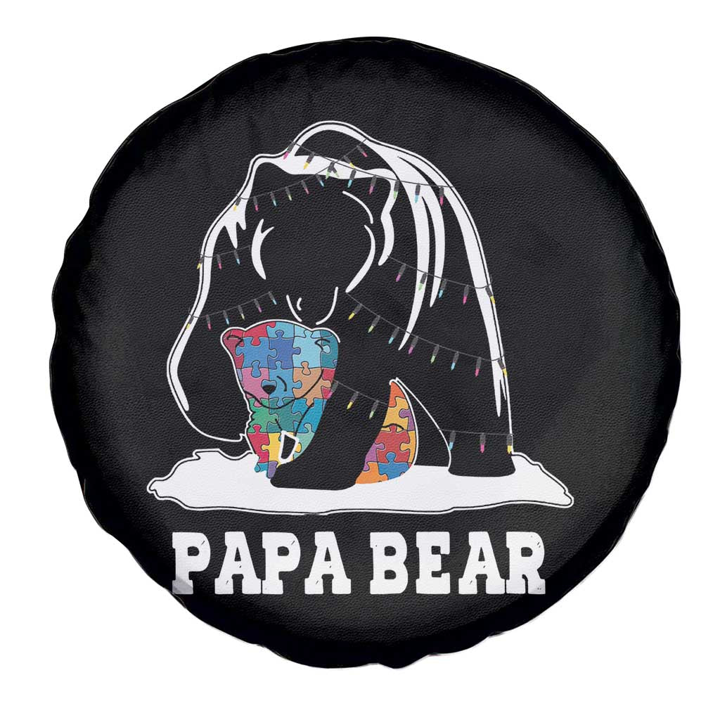 Autism Papa Bear Spare Tire Cover Support Autistic Matching Family Dad