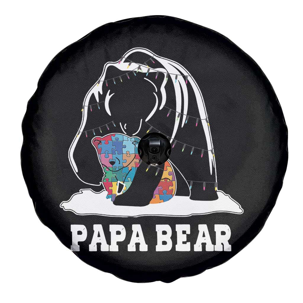 Autism Papa Bear Spare Tire Cover Support Autistic Matching Family Dad