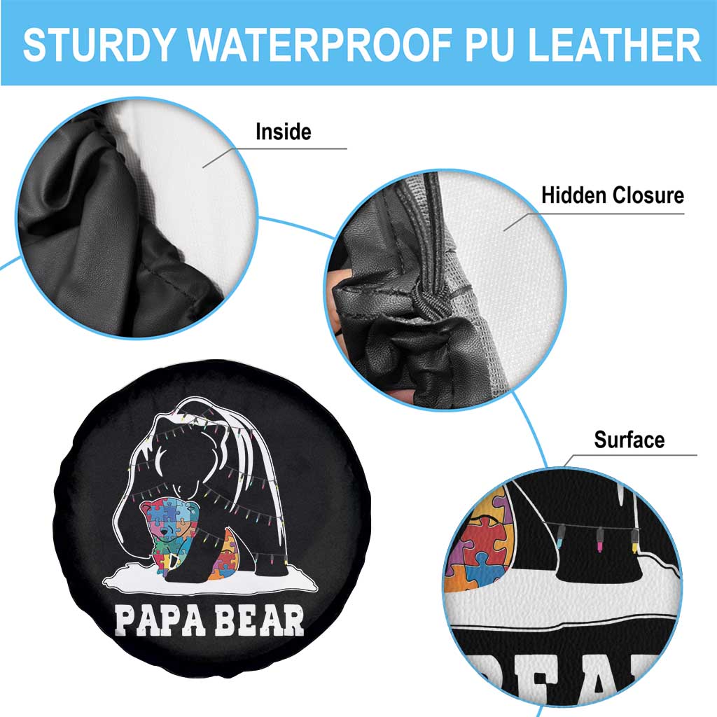Autism Papa Bear Spare Tire Cover Support Autistic Matching Family Dad