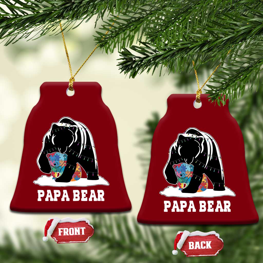 Autism Papa Bear Ceramic Ornament Support Autistic Matching Family Dad - Wonder Print Shop