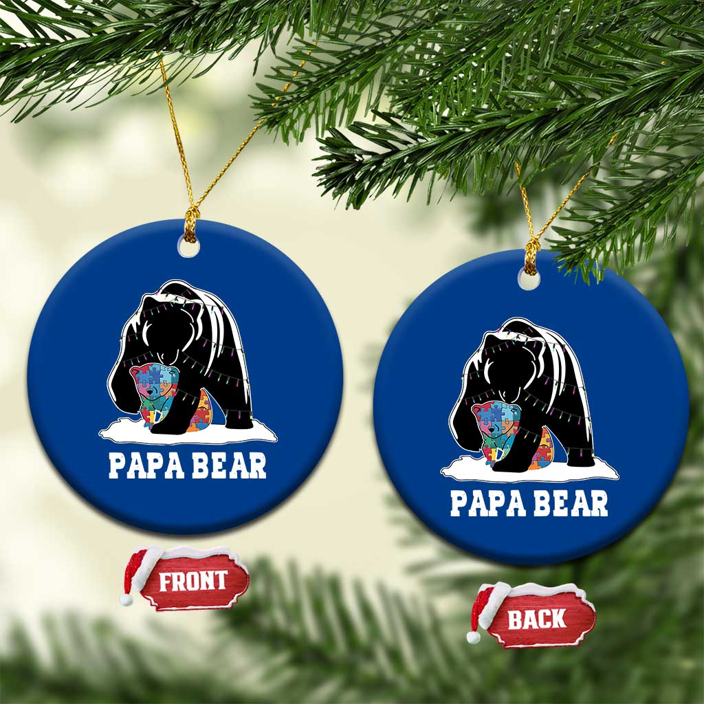 Autism Papa Bear Ceramic Ornament Support Autistic Matching Family Dad - Wonder Print Shop