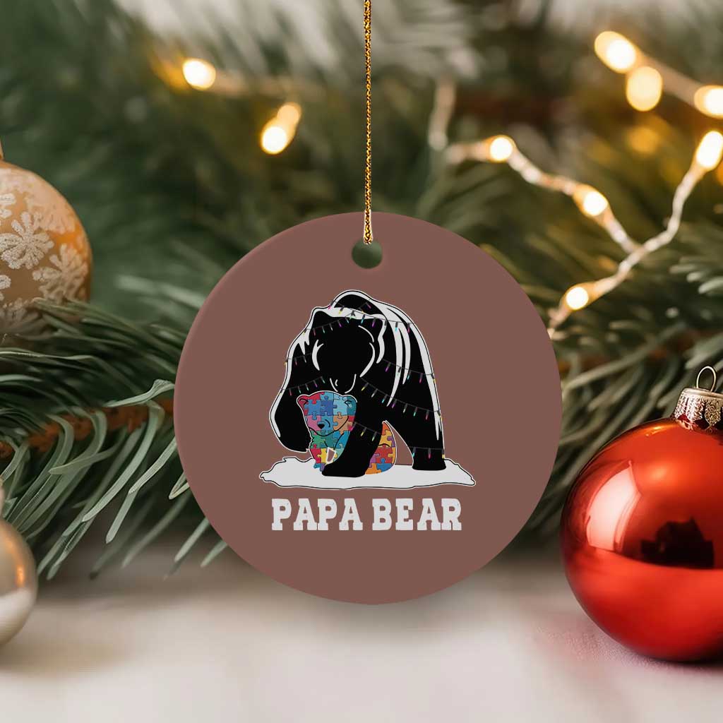 Autism Papa Bear Ceramic Ornament Support Autistic Matching Family Dad - Wonder Print Shop