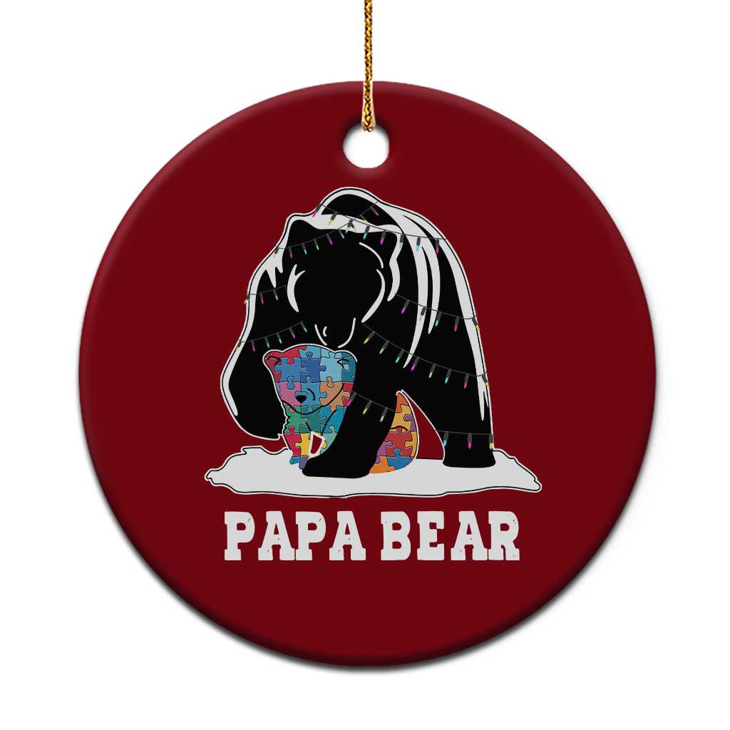 Autism Papa Bear Ceramic Ornament Support Autistic Matching Family Dad - Wonder Print Shop