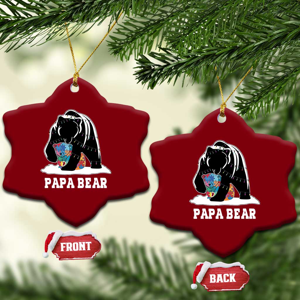 Autism Papa Bear Ceramic Ornament Support Autistic Matching Family Dad - Wonder Print Shop