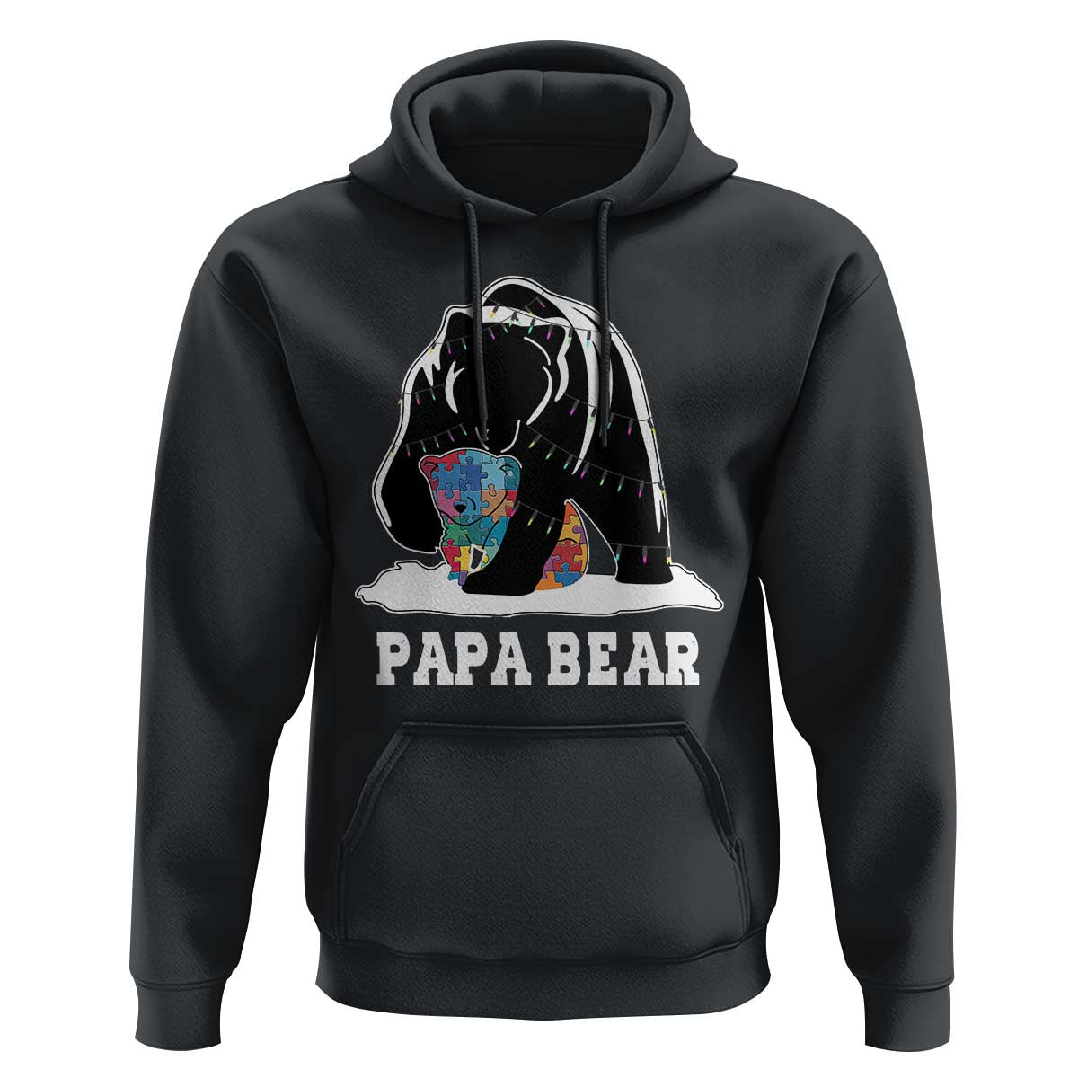 Autism Papa Bear Hoodie Support Autistic Matching Family Dad