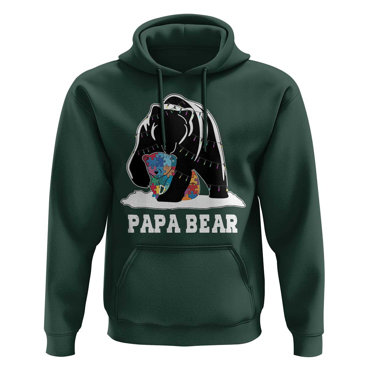 Autism Papa Bear Hoodie Support Autistic Matching Family Dad