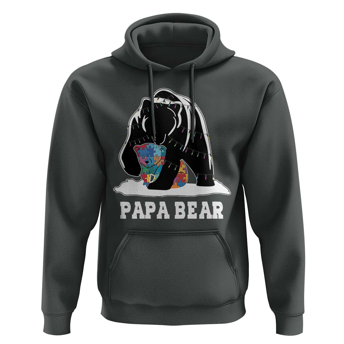 Autism Papa Bear Hoodie Support Autistic Matching Family Dad