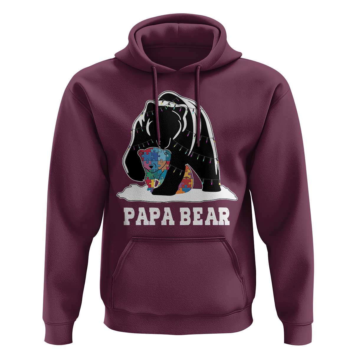 Autism Papa Bear Hoodie Support Autistic Matching Family Dad