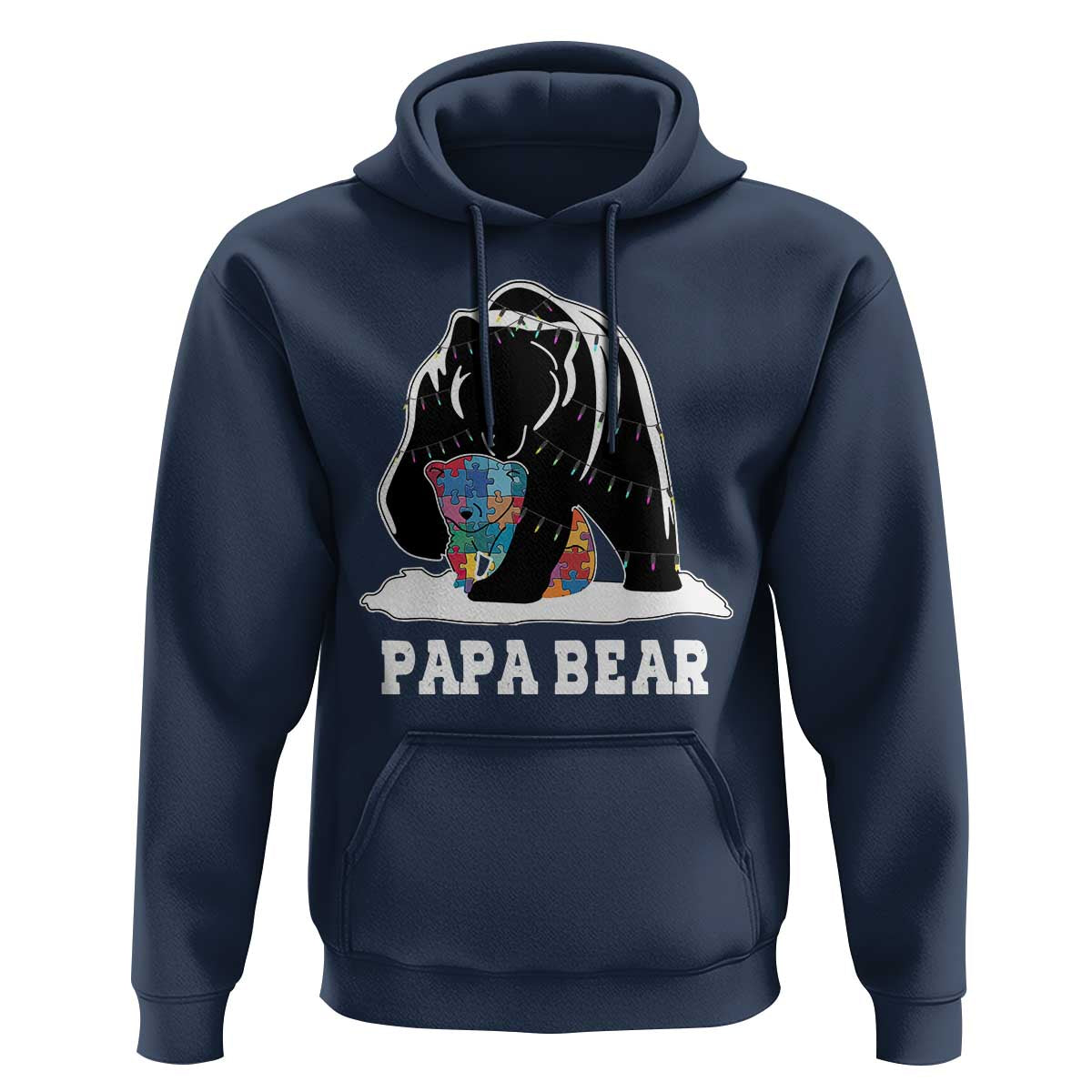 Autism Papa Bear Hoodie Support Autistic Matching Family Dad