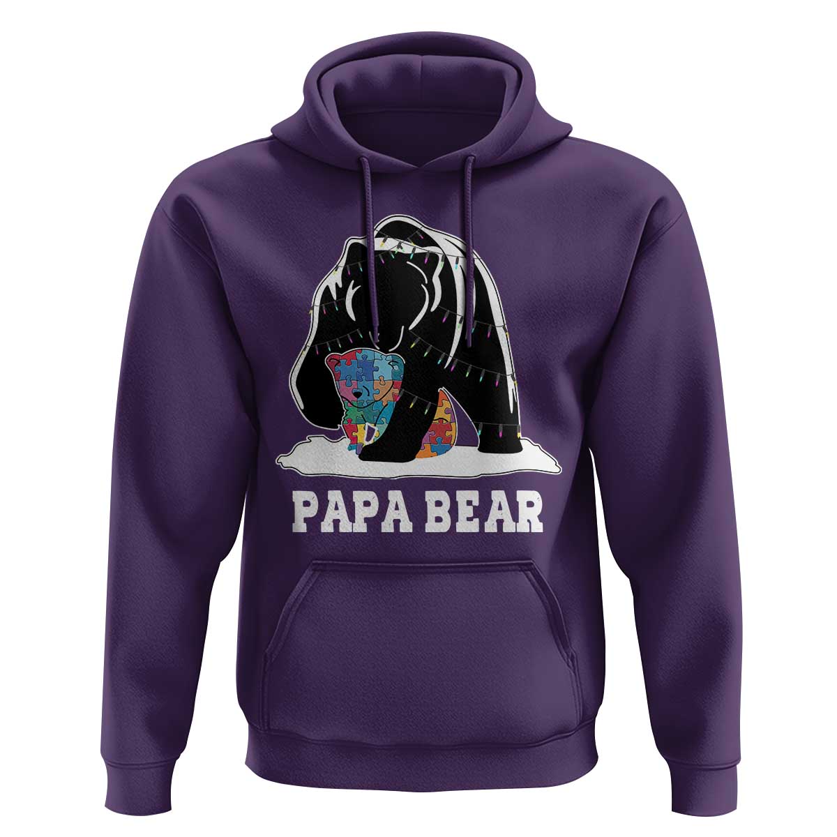Autism Papa Bear Hoodie Support Autistic Matching Family Dad