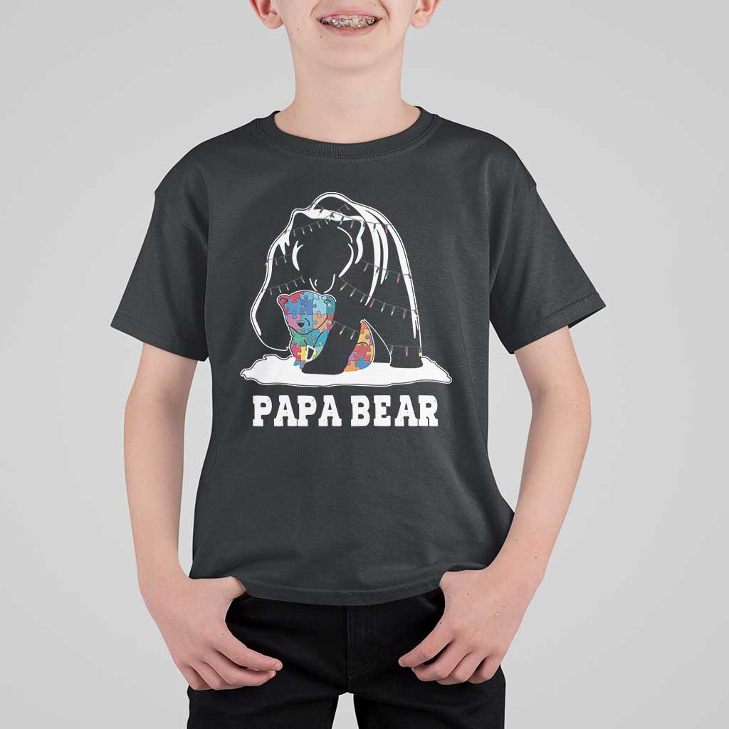 Autism Papa Bear T Shirt For Kid Support Autistic Matching Family Dad