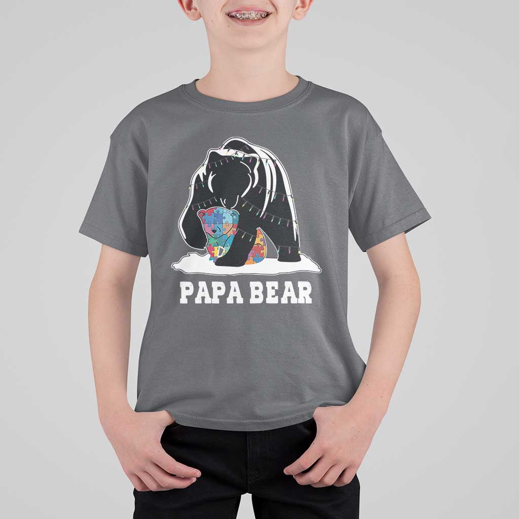 Autism Papa Bear T Shirt For Kid Support Autistic Matching Family Dad