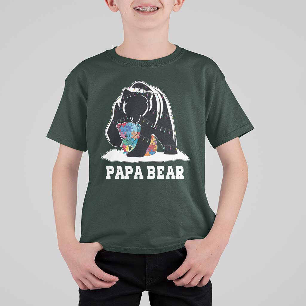 Autism Papa Bear T Shirt For Kid Support Autistic Matching Family Dad