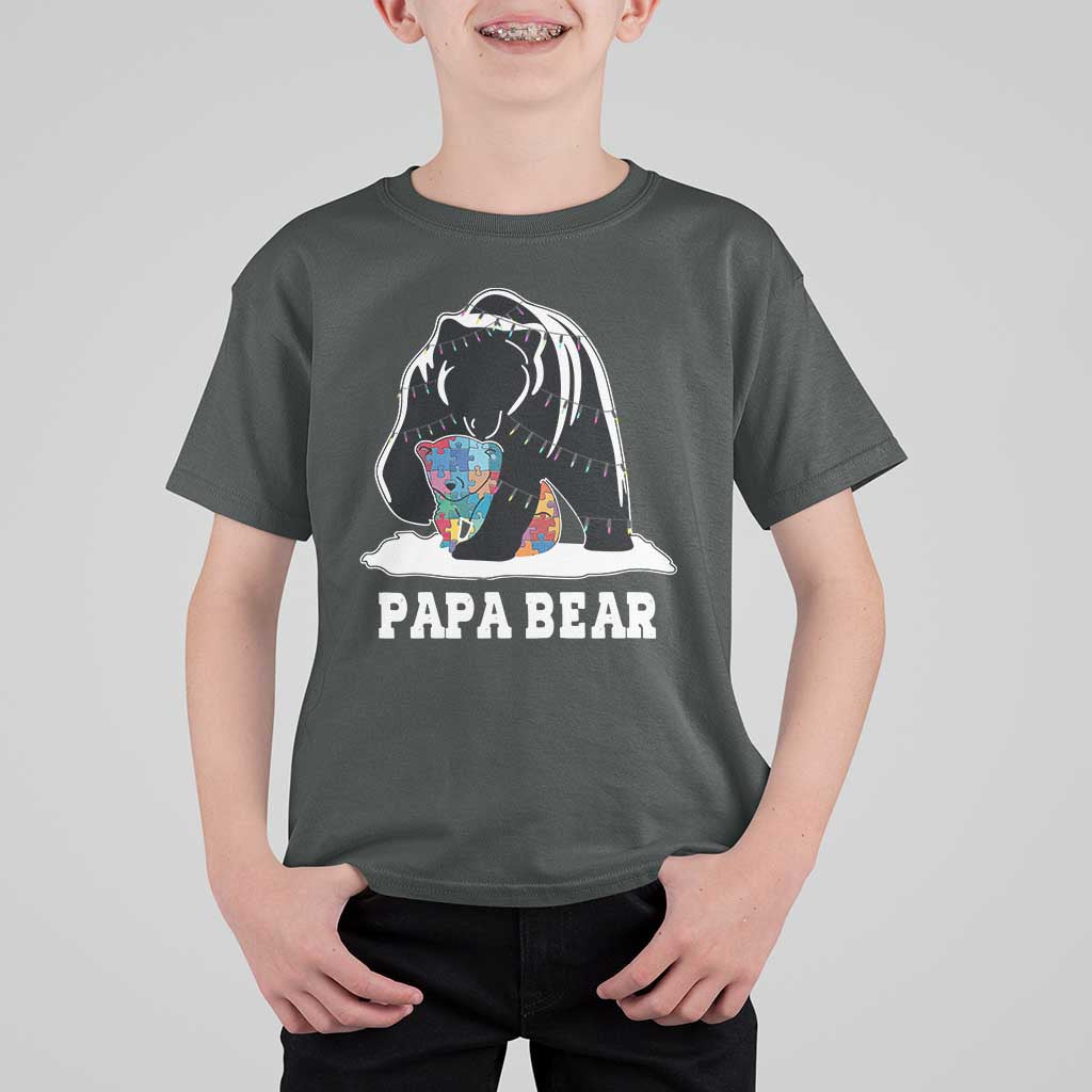 Autism Papa Bear T Shirt For Kid Support Autistic Matching Family Dad
