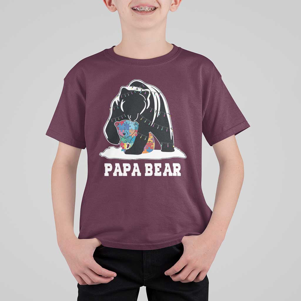Autism Papa Bear T Shirt For Kid Support Autistic Matching Family Dad